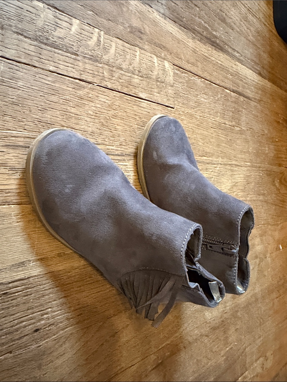 Old Navy Gray Suede Fringe Ankle Boots for Kids